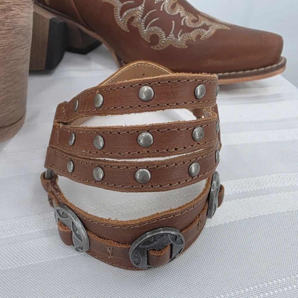 Myra Bag Brown Ankle Boots with Cream Embroidery - Picture 10 of 12